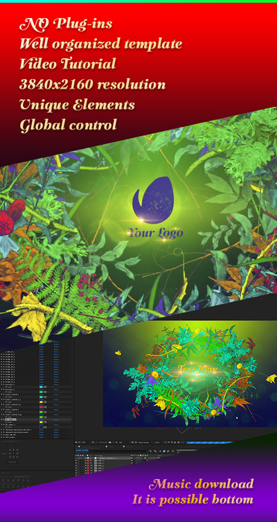 植物花环圣诞祝福/婚礼标题视频ae模板