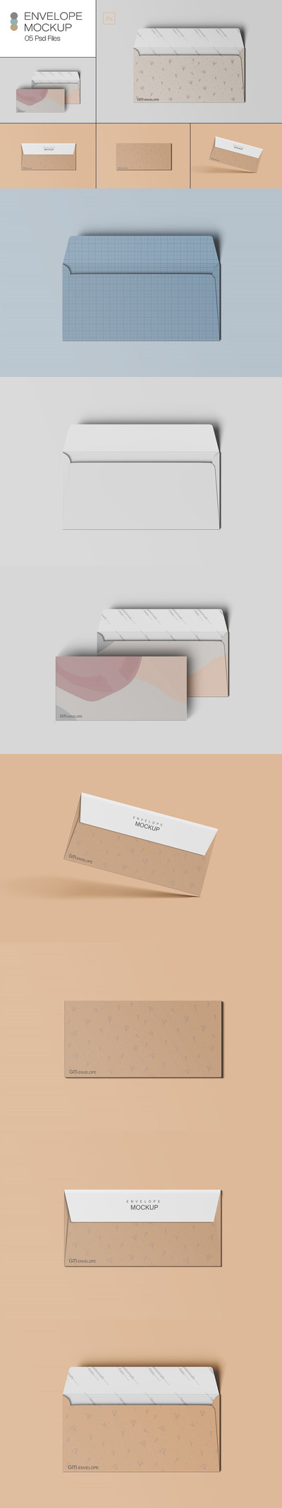 时尚高端房地产VI信封设计样机展示模型mockups