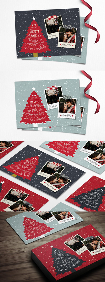 圣诞节照片贺卡模板[PSD]