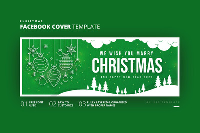 圣诞节Facebook封面广告模板[AI,EPS]