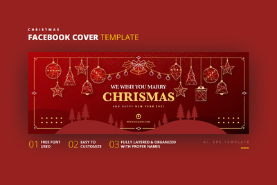 圣诞Facebook封面模板[AI,EPS]