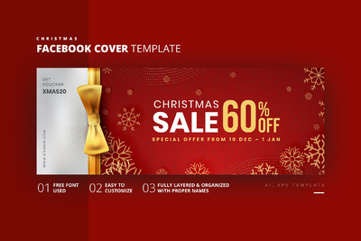 圣诞节封面横幅模板[AI,EPS]