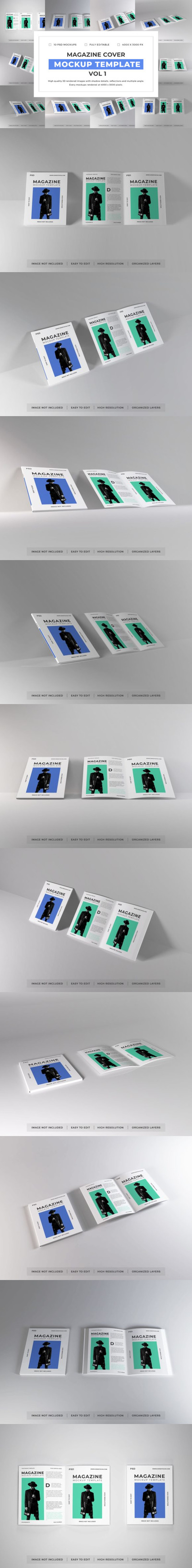 杂志封面设计展示样机模板