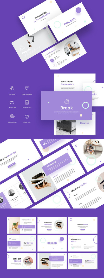 Bakooh现代极简幻灯片模板[PPTX,PDF]