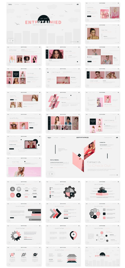 时尚简约现代幻灯片模板[PPTX,KEY]