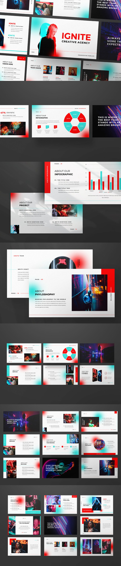 简约时尚绚丽多用途的创意powerpoint幻灯片演示模板（pptx）