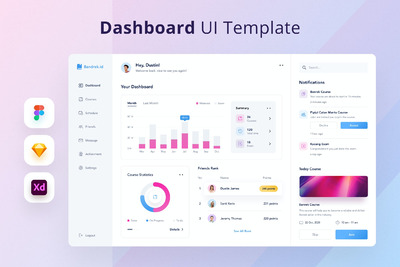 电子课程仪表盘UI模板（FIG,SKETCH,XD）