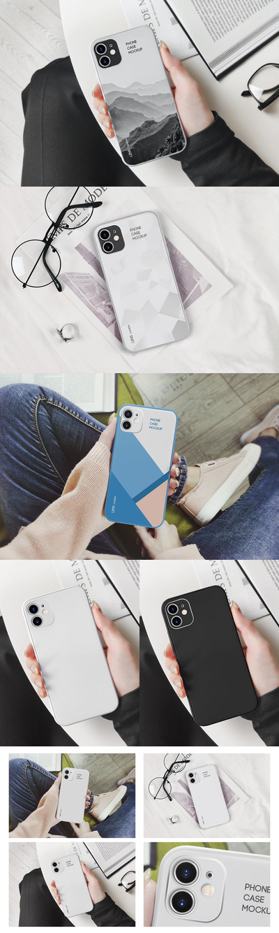 高品质的iPhone 12手机壳VI样机展示模型mockups