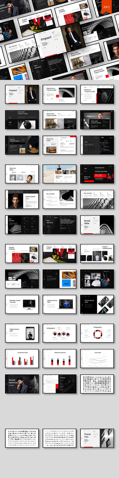 高端时尚多用途的商业商务powerpoint幻灯片演示模板（pptx）