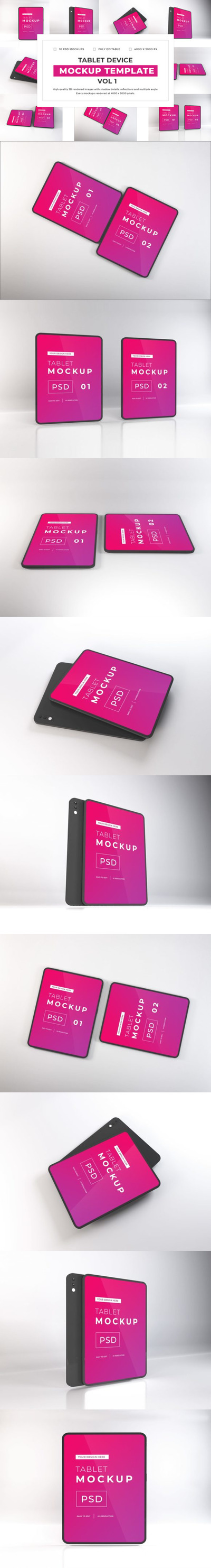 平板电脑设备样机套件[PSD]