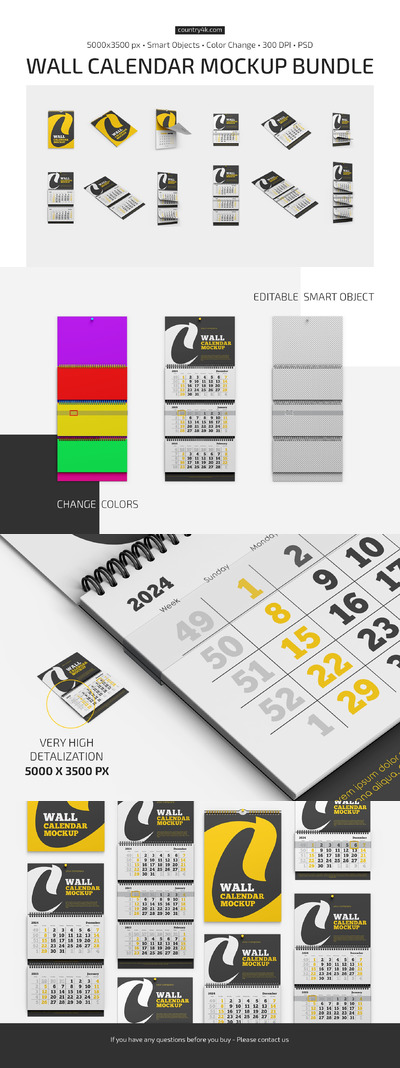 螺旋活页挂历设计样机模板