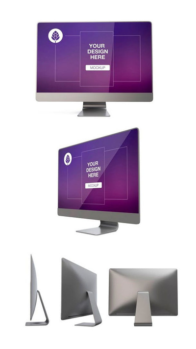不同角度的台式电脑展示模型[PSD]