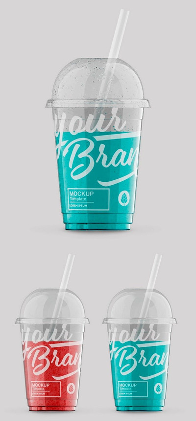 水果茶冰沙饮料杯样机[PSD]