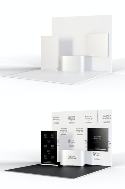 常用会展展会展台组合样机（PSD）