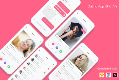 约会交友 App UI Kit V2（FIG,SKETCH,XD）