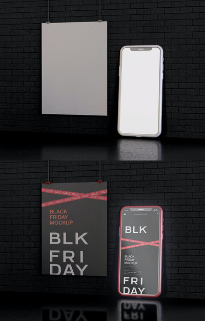 手机样机+广告样机组合（PSD）