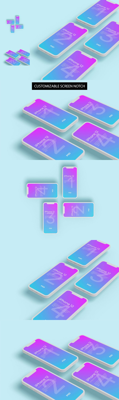 iPhone 12 APP UI样机展示模型mockups