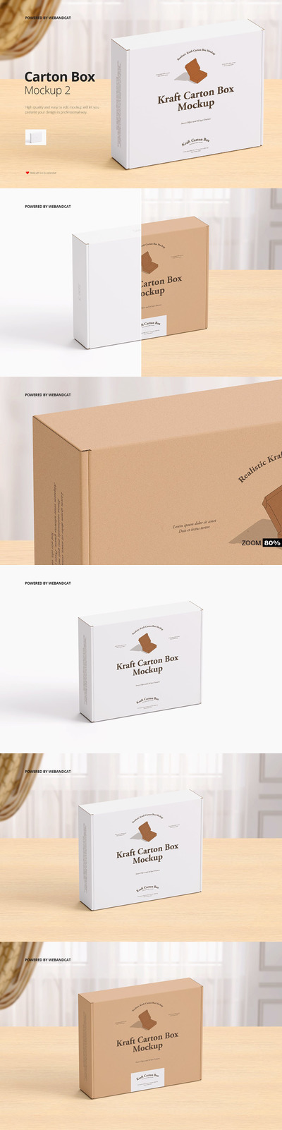 飞机盒高品质的快递包装盒设计VI样机展示模型mockups