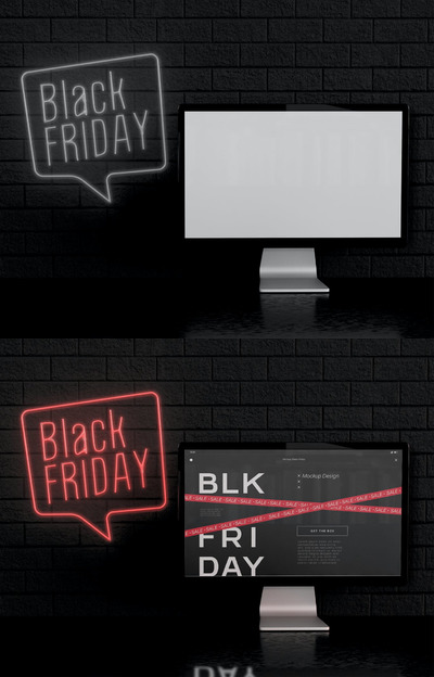 黑色星期五电脑展示样机[PSD]