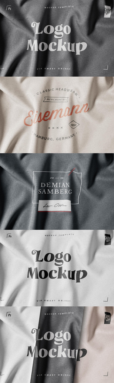 高端布料质感logo标志设计VI样机展示模型mockups