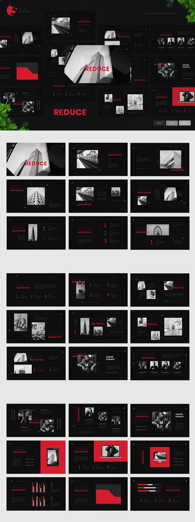 时尚高端个性的powerpoint幻灯片演示模板（pptx）