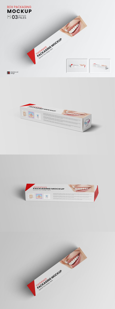 简约好用的牙膏包装盒包装设计VI样机展示模型mockups