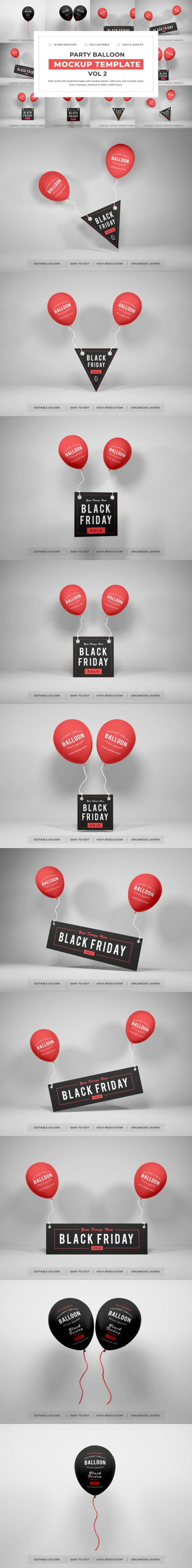 活动派对气球标签设计样机套件