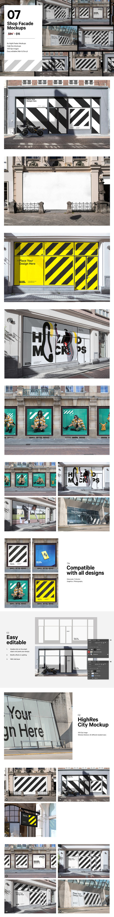 商店立面橱窗广告展示设计样机