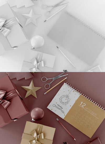 精致的日历卡片样机[PSD]