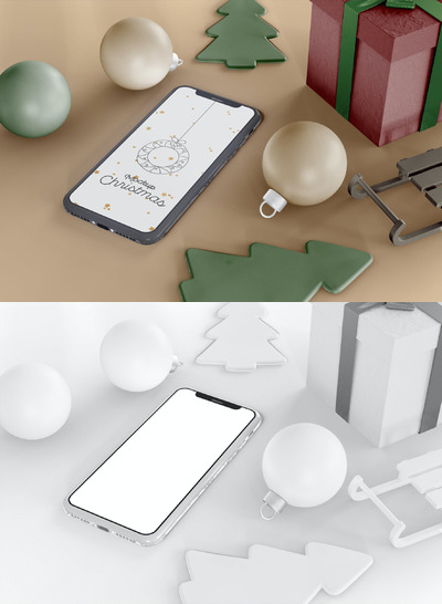 圣诞节装饰手机页面模型[PSD]