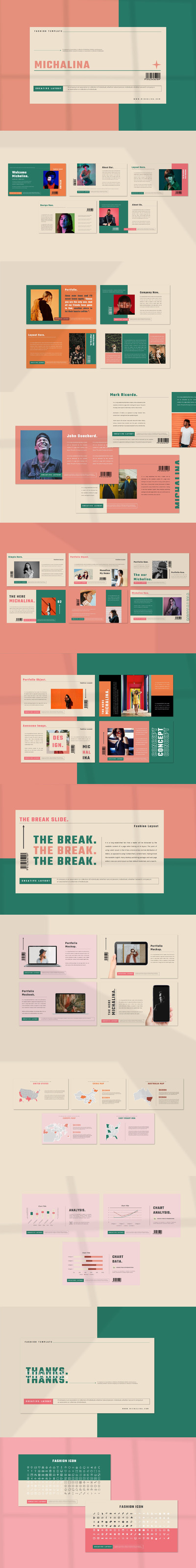 时尚个性的设计师PPT模板（PPTX）