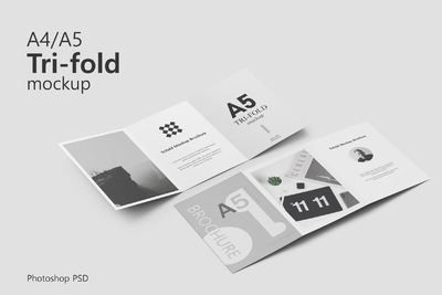 三折页画册设计展示样机（PSD）