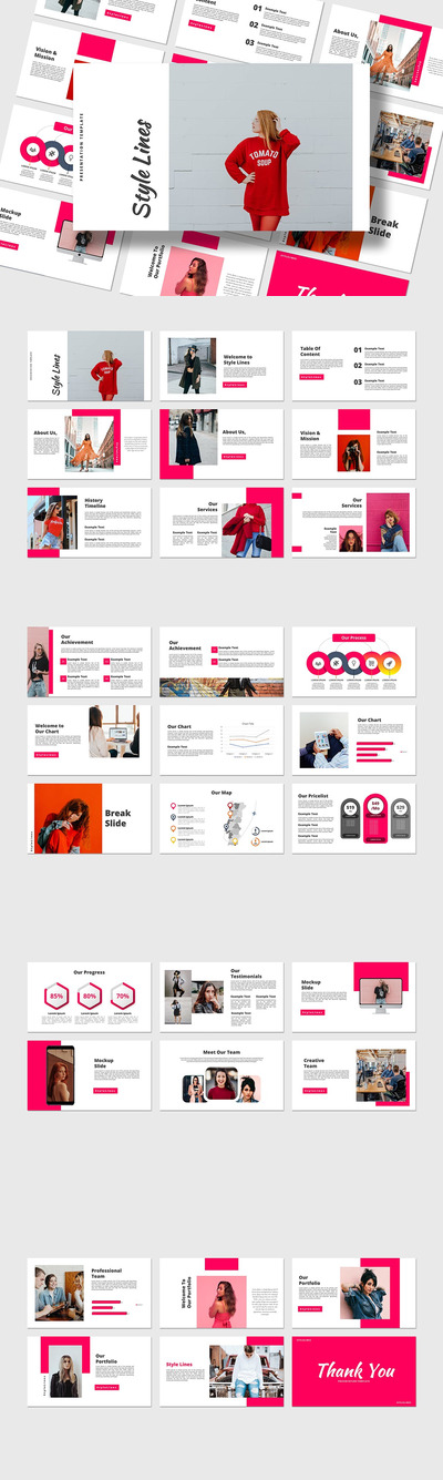 时尚流行风格的简约PPT模板（PPTX）