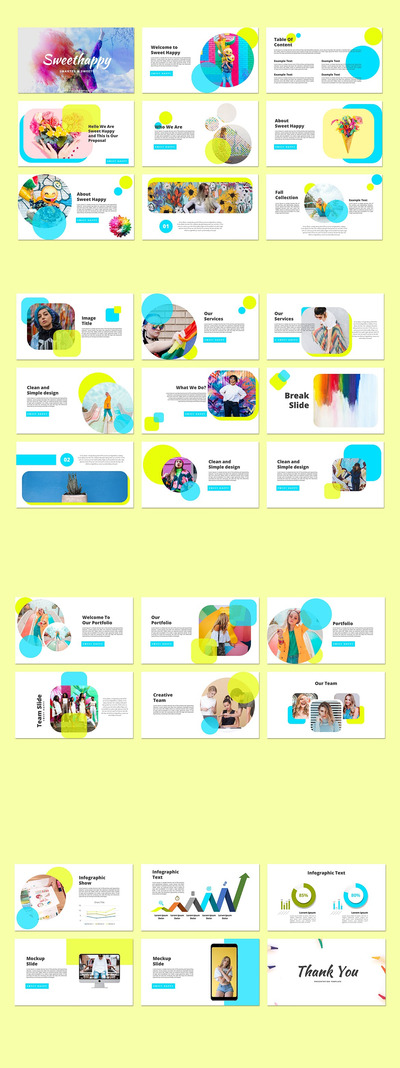 甜蜜快乐PPT模板（PPTX）