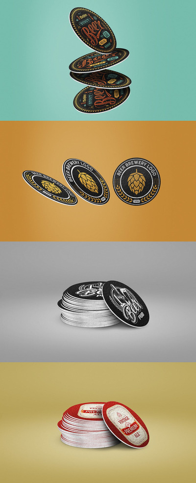 复古纸质杯垫设计模型[PSD]