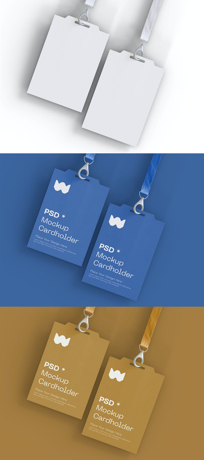 一组身份工牌展示样机模型[PSD]