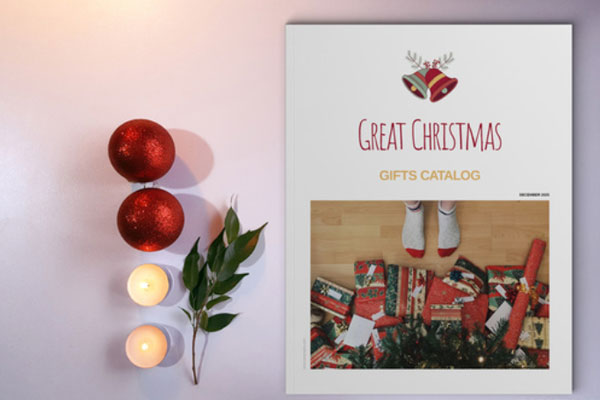 圣诞礼物产品杂志目录布局设计模板