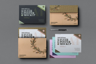 A4传单海报文件夹模型[PSD]