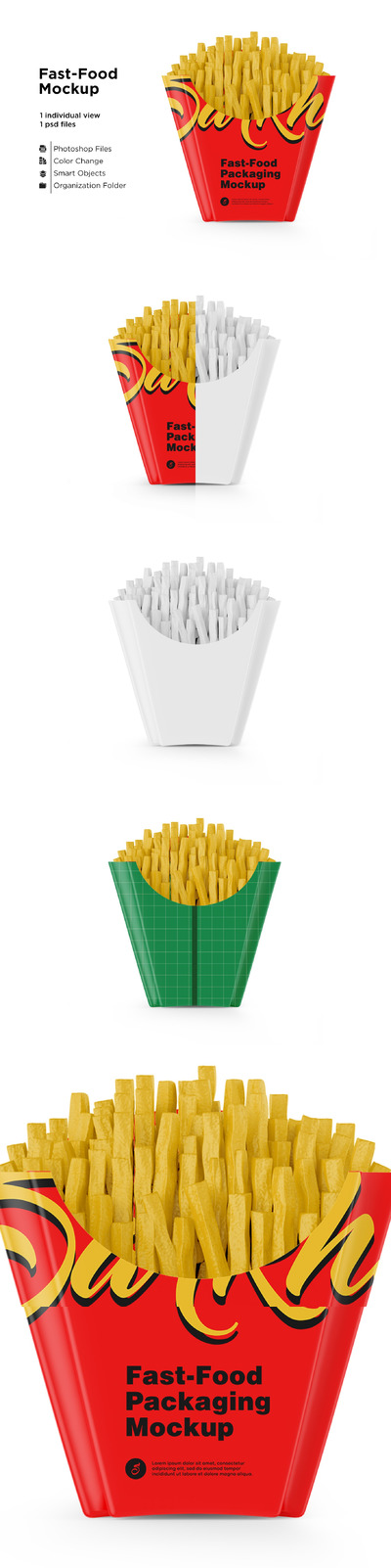 磨砂纸质小号薯条包装设计样机