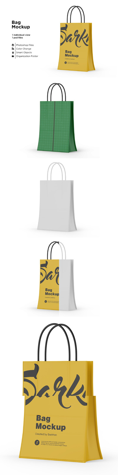 礼品购物袋外观设计样机模板