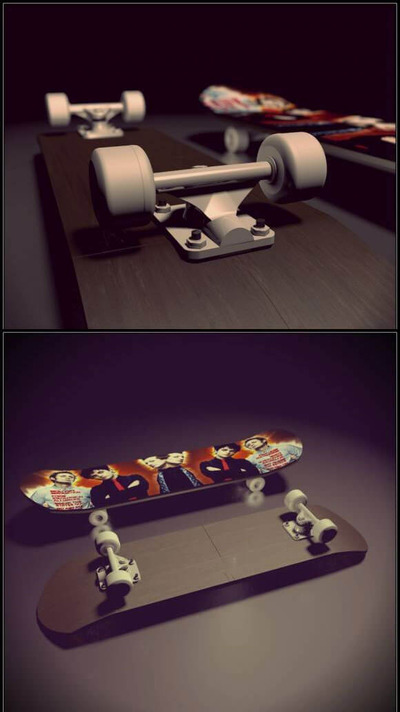 精细的滑板3D模型下载（C4D,OBJ,3DS,FBX）
