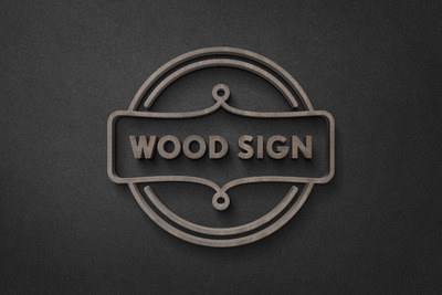 深色木材标志logo设计样机（PSD）