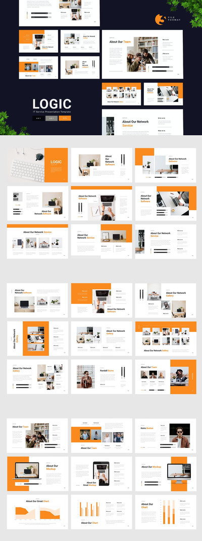 清新时尚简约高端多用途的IT服务powerpoint幻灯片演示模板（pptx）