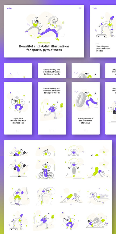 运动抽象插画素材（AI,EPS,FIG,PNG）