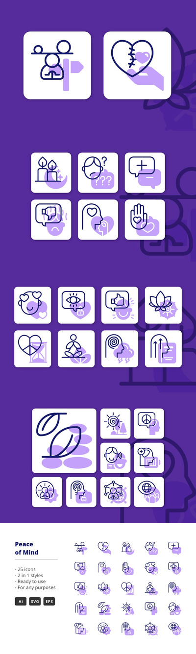 内心平静的图标下载（线框+图形，AI,EPS,SVG）