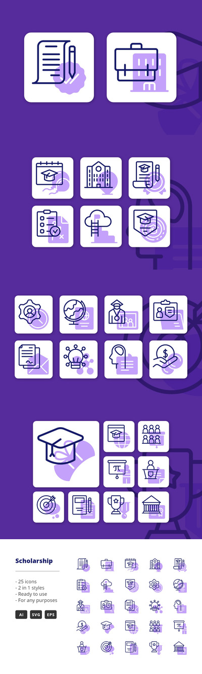奖学金图标下载（线框+图形，AI,EPS,SVG）