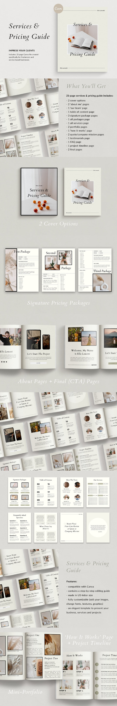 优雅的服务手册&定价指南Canva模板