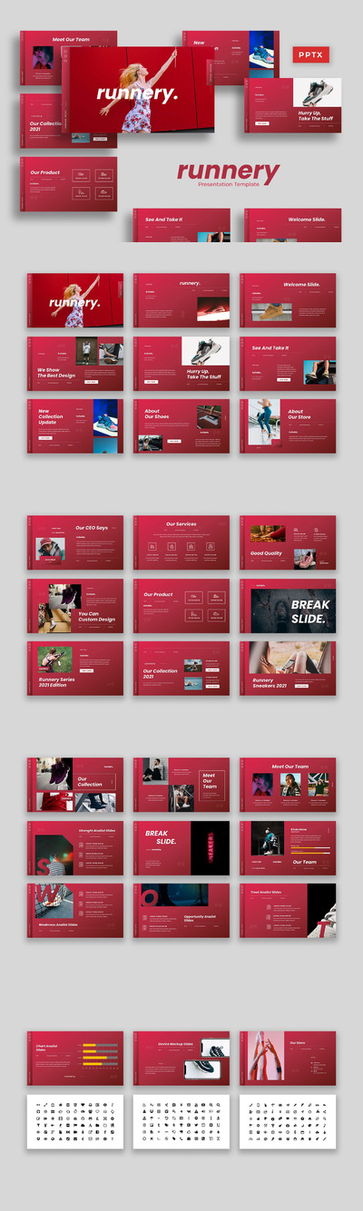 时尚多用途的运动powerpoint幻灯片演示模板（pptx）