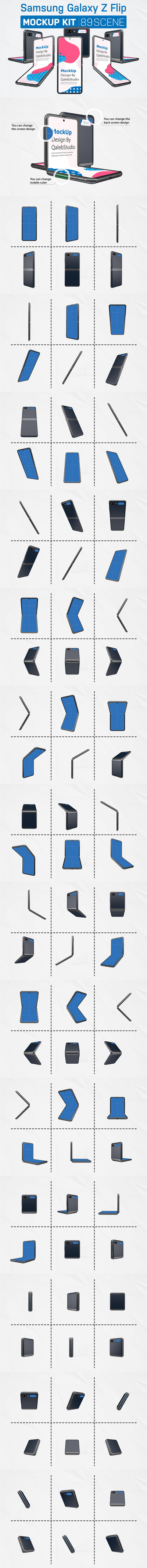 三星Galaxy Z Plip手机APP UI样机展示模型mockups