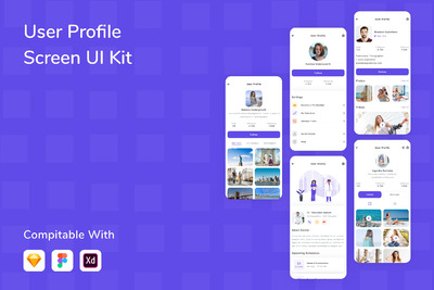 用户配置文件屏幕UI工具包[FIG,SKETCH,XD]